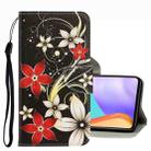For Samsung Galaxy A53 3D Colored Drawing Leather Phone Case(Red Flower) - 1