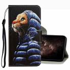 For OPPO A16 3D Colored Drawing Leather Phone Case(Down Jacket Cat) - 1