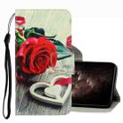 For OPPO A16 3D Colored Drawing Leather Phone Case(Red Rose) - 1