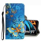 For Xiaomi Redmi 9T 3D Colored Drawing Leather Phone Case(Jade Butterfly) - 1