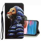 For Xiaomi Redmi Note 10 4G 3D Colored Drawing Leather Phone Case(Down Jacket Cat) - 1