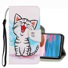 For Xiaomi Redmi Note 10 4G 3D Colored Drawing Leather Phone Case(Red Mouth Cat) - 1