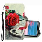 For Xiaomi Redmi Note 10 4G 3D Colored Drawing Leather Phone Case(Red Rose) - 1