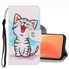 For Xiaomi Mi 10T / 10T Pro 3D Colored Drawing Leather Phone Case(Red Mouth Cat) - 1