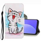 For Xiaomi Mi 10T Lite 3D Colored Drawing Leather Phone Case(Red Mouth Cat) - 1