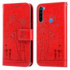 For Xiaomi Redmi Note 8 2021 Embossing Rose Couple Leather Phone Case(Red) - 1