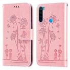 For Xiaomi Redmi Note 8 2021 Embossing Rose Couple Leather Phone Case(Pink) - 1