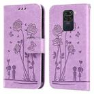 For Xiaomi Redmi Note 9 / 10X 4G Embossing Rose Couple Leather Phone Case(Purple) - 1