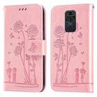 For Xiaomi Redmi Note 9 / 10X 4G Embossing Rose Couple Leather Phone Case(Pink) - 1