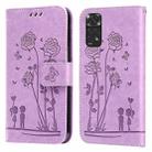 For Xiaomi Redmi Note 11 Global/11S Global Embossing Rose Couple Leather Phone Case(Purple) - 1