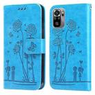 For Xiaomi Redmi Note 10 4G Embossing Rose Couple Leather Phone Case(Blue) - 1