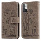 For Xiaomi Redmi Note 10 5G/Poco M3 Pro Embossing Rose Couple Leather Phone Case(Grey) - 1