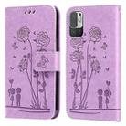 For Xiaomi Redmi Note 10 5G/Poco M3 Pro Embossing Rose Couple Leather Phone Case(Purple) - 1