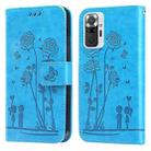 For Xiaomi Redmi Note 10 Pro/10 Pro Max Embossing Rose Couple Leather Phone Case(Blue) - 1