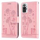 For Xiaomi Redmi Note 10 Pro/10 Pro Max Embossing Rose Couple Leather Phone Case(Pink) - 1