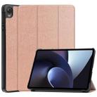 For OPPO Pad Three-folding Holder Custer Texture Leather Tablet Case(Rose Gold) - 1
