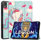 For Lenovo Legion Y700 Custer Painted TPU Smart Tablet Leather Case(Unicorn) - 1