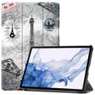 For Samsung Galaxy Tab S8 Custer Painted TPU Smart Tablet Leather Case(Retro Tower) - 1