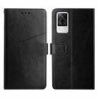 For vivo S9e Y Stitching Horizontal Flip Leather Phone Case(Black) - 1