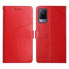 For vivo V21 5G Y Stitching Horizontal Flip Leather Phone Case(Red) - 1