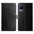 For vivo V21 5G Y Stitching Horizontal Flip Leather Phone Case(Black) - 1