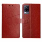 For vivo V21 5G Y Stitching Horizontal Flip Leather Phone Case(Brown) - 1