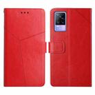 For vivo V21e / Y73 2021 Y Stitching Horizontal Flip Leather Phone Case(Red) - 1