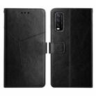 For vivo Y20 2020 Y Stitching Horizontal Flip Leather Phone Case(Black) - 1