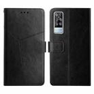 For vivo Y51 2020 Y Stitching Horizontal Flip Leather Phone Case(Black) - 1