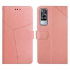 For vivo Y51 2020 Y Stitching Horizontal Flip Leather Phone Case(Rose Gold) - 1