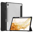 For Samsung Galaxy Tab S8+ Three-fold Transparent TPU Smart Leather Tablet Case(Black) - 1