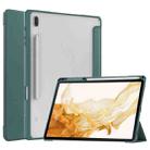 For Samsung Galaxy Tab S8+ Three-fold Transparent TPU Smart Leather Tablet Case(Green) - 1
