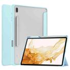For Samsung Galaxy Tab S8+ Three-fold Transparent TPU Smart Leather Tablet Case(Sky Blue) - 1