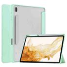 For Samsung Galaxy Tab S8+ Three-fold Transparent TPU Smart Leather Tablet Case(Mint Green) - 1