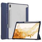 For Samsung Galaxy Tab S8+ Three-fold Transparent TPU Smart Leather Tablet Case(Dark Blue) - 1