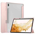 For Samsung Galaxy Tab S8+ Three-fold Transparent TPU Smart Leather Tablet Case(Pink) - 1