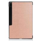 For Samsung Galaxy Tab S8 Ultra Three-folding Holder Custer Texture Leather Tablet Case(Rose Gold) - 3