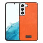 For Samsung Galaxy S22 5G SULADA Shockproof TPU + Handmade Leather Phone Case(Orange) - 1