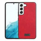 For Samsung Galaxy S22 5G SULADA Shockproof TPU + Handmade Leather Phone Case(Red) - 1