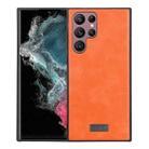 For Samsung Galaxy S22 Ultra 5G SULADA Shockproof TPU + Handmade Leather Phone Case(Orange) - 1