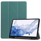 For Samsung Galaxy Tab S8 Three-folding Holder TPU Smart Leather Tablet Case(Green) - 1
