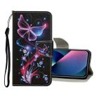 For iPhone 13 mini Colored Drawing Pattern Flip Leather Case (Fluorescent Butterfly) - 1