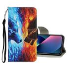Colored Drawing Pattern Flip Leather Case For iPhone 13 mini(Flame Wolf) - 1