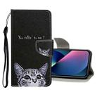 Colored Drawing Pattern Flip Leather Case For iPhone 13 mini(Little Cat) - 1