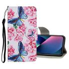 For iPhone 13 mini Colored Drawing Pattern Flip Leather Case (Dragonfly Flower) - 1
