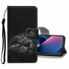 For iPhone 13 mini Colored Drawing Pattern Flip Leather Case (Black Cat) - 1