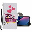For iPhone 13 mini Colored Drawing Pattern Flip Leather Case (Owl Family) - 1