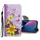 For iPhone 13 mini Colored Drawing Pattern Flip Leather Case (Yellow Flower Butterfly) - 1