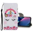 For iPhone 13 mini Colored Drawing Pattern Flip Leather Case (Crown Unicorn) - 1