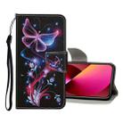 For iPhone 13 Colored Drawing Pattern Flip Leather Case(Fluorescent Butterfly) - 1